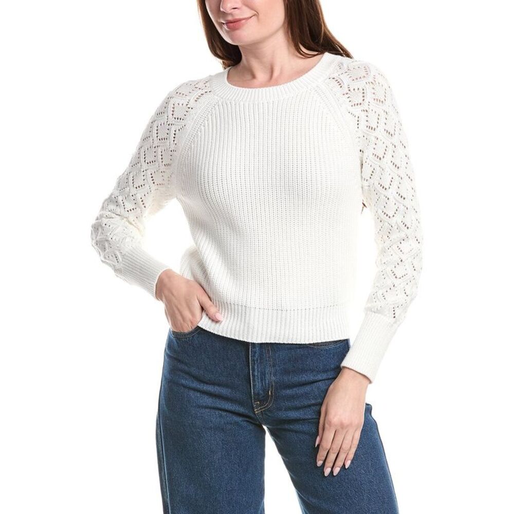 &Isla Womens  Daniela Pointelle Sleeve Top, White